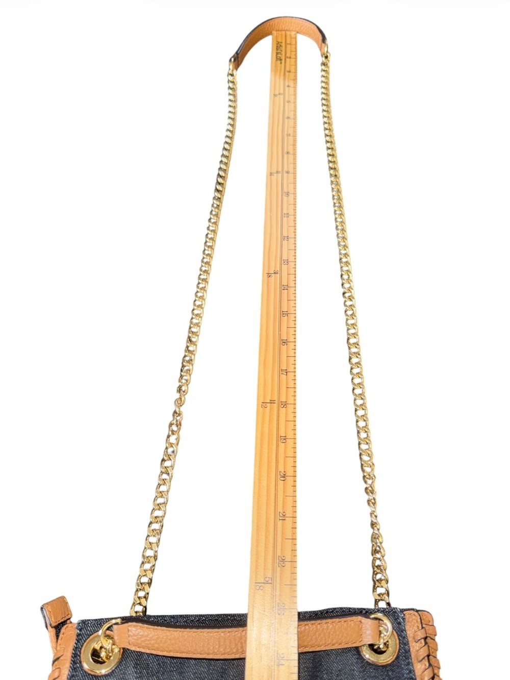 Michael Kors Denim & Leather Chain Crossbody Shoulder Bag - Picture 16 of 16